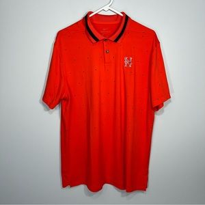 Nike Polo Shirt Mens Large Red Black Golf Geometric Quick Dry Embroidered Logo